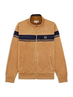 Sergio Tacchini Damarindo Velour Track Jacket- Almond/ Maritime Blue ALMOND/MARITIME BLUE New