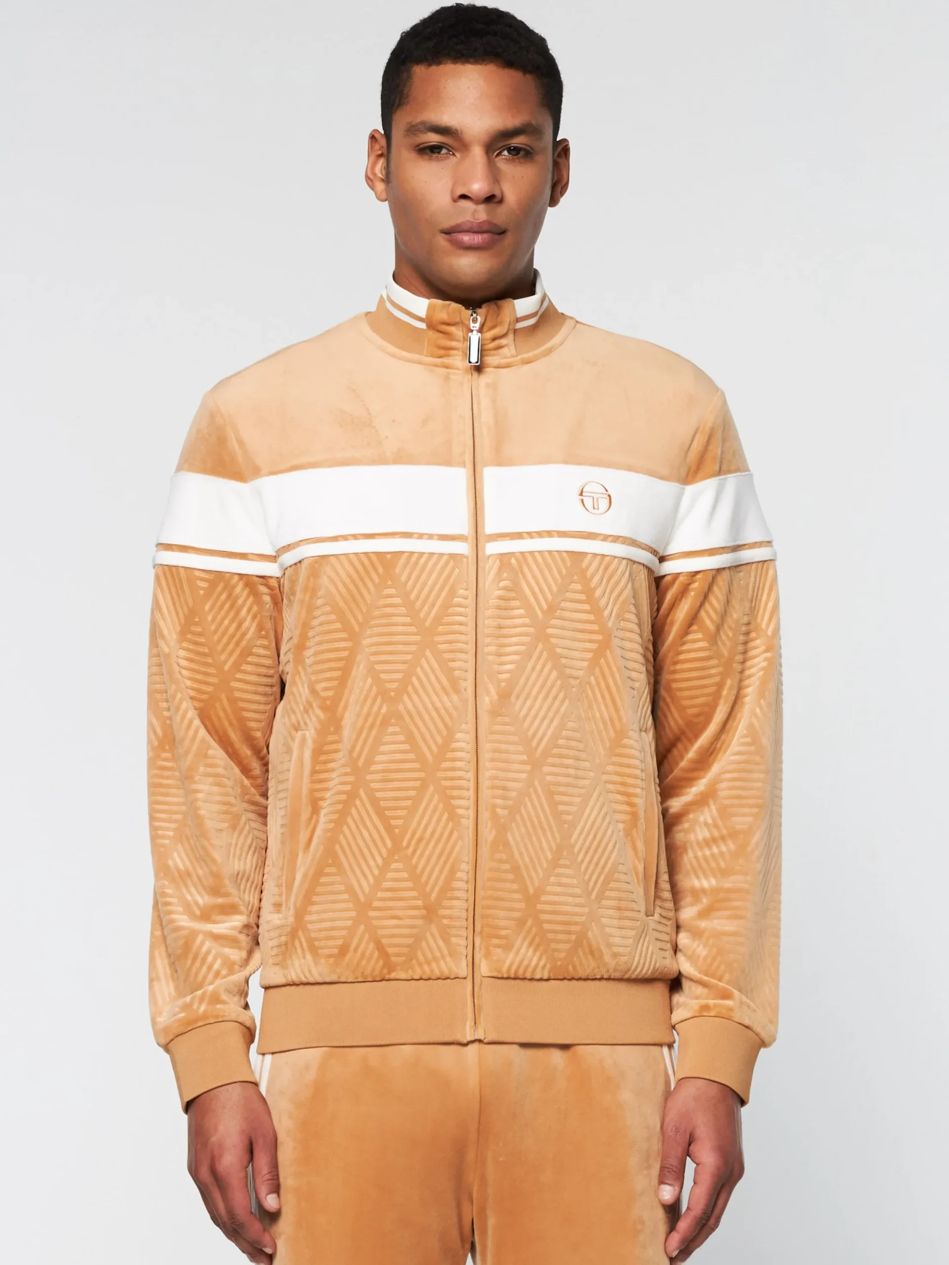 Sergio Tacchini Debossed Damarindo Velour Track Jacket- MEERKAT Outlet
