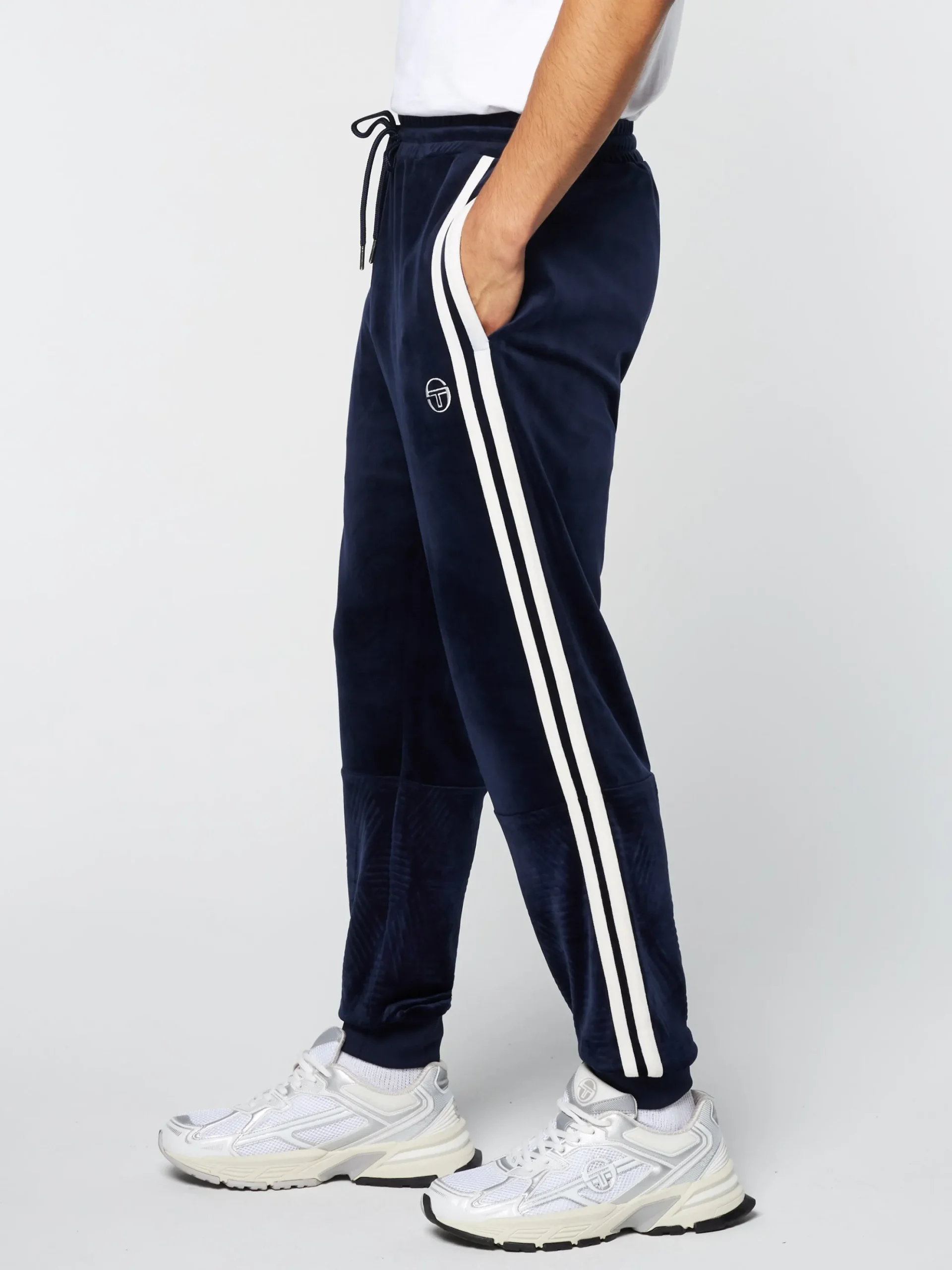 Sergio Tacchini Debossed Damarindo Velour Track Pant- MARITIME BLUE Fashion