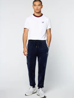 Sergio Tacchini Debossed Damarindo Velour Track Pant- MARITIME BLUE Fashion