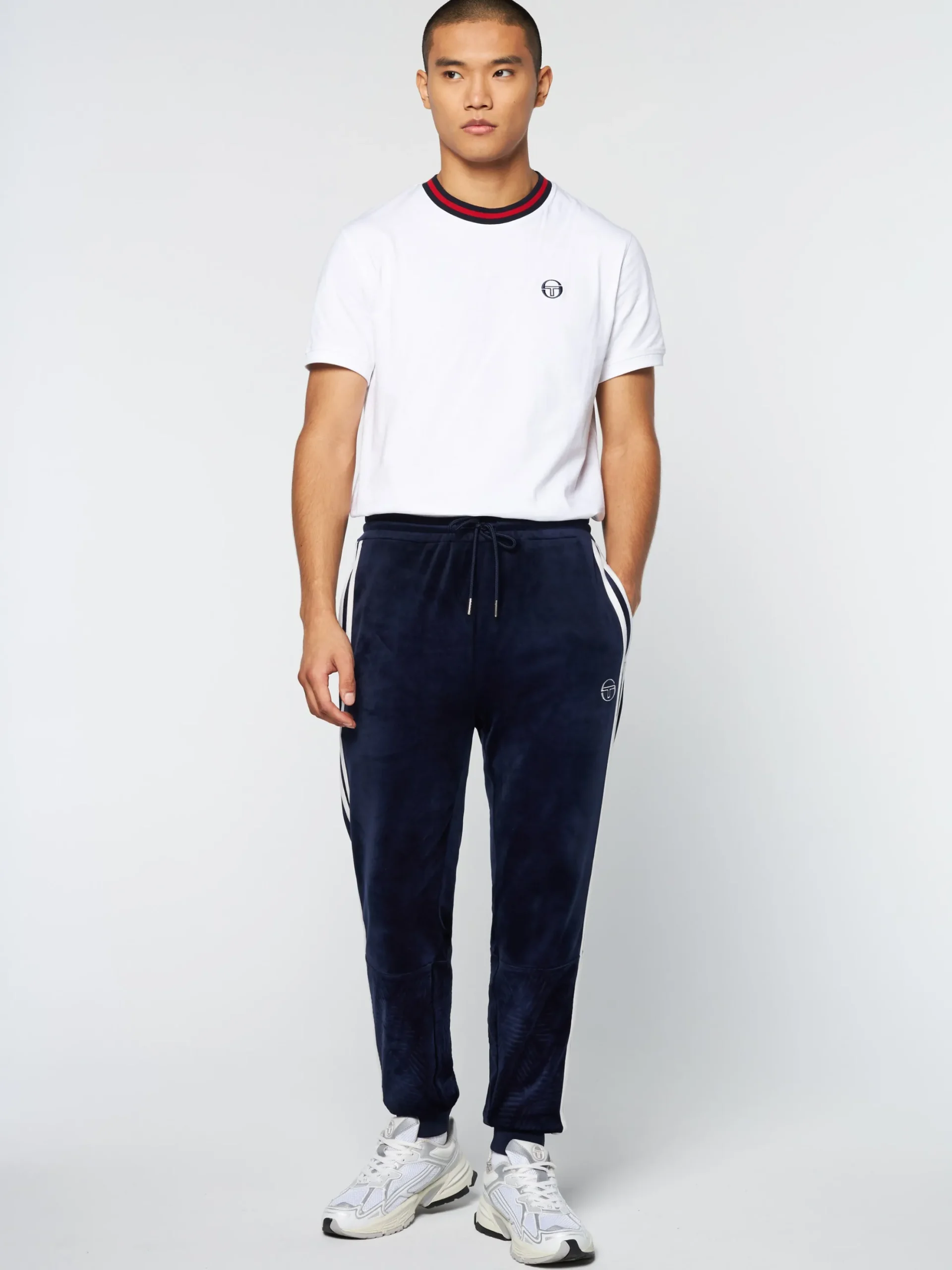 Sergio Tacchini Debossed Damarindo Velour Track Pant- MARITIME BLUE Fashion