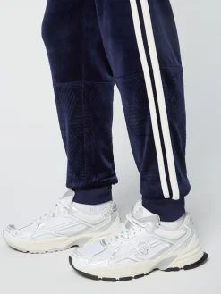 Sergio Tacchini Debossed Damarindo Velour Track Pant- MARITIME BLUE Fashion