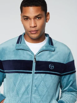Sergio Tacchini Debossed Damarindo Velour Track Jacket- LARKSPUR Best