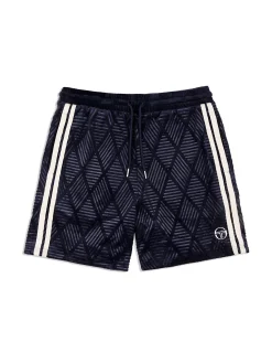 Sergio Tacchini Debossed Damarindo Velour Short- MARITIME BLUE Discount