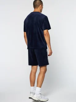 Sergio Tacchini Debossed Damarindo Velour T-Shirt- MARITIME BLUE Outlet