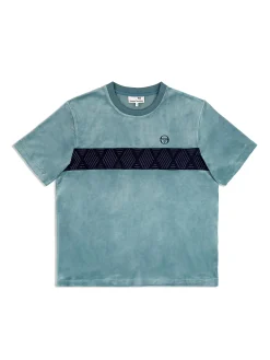 Sergio Tacchini Debossed Damarindo Velour T-Shirt- LARKSPUR Best