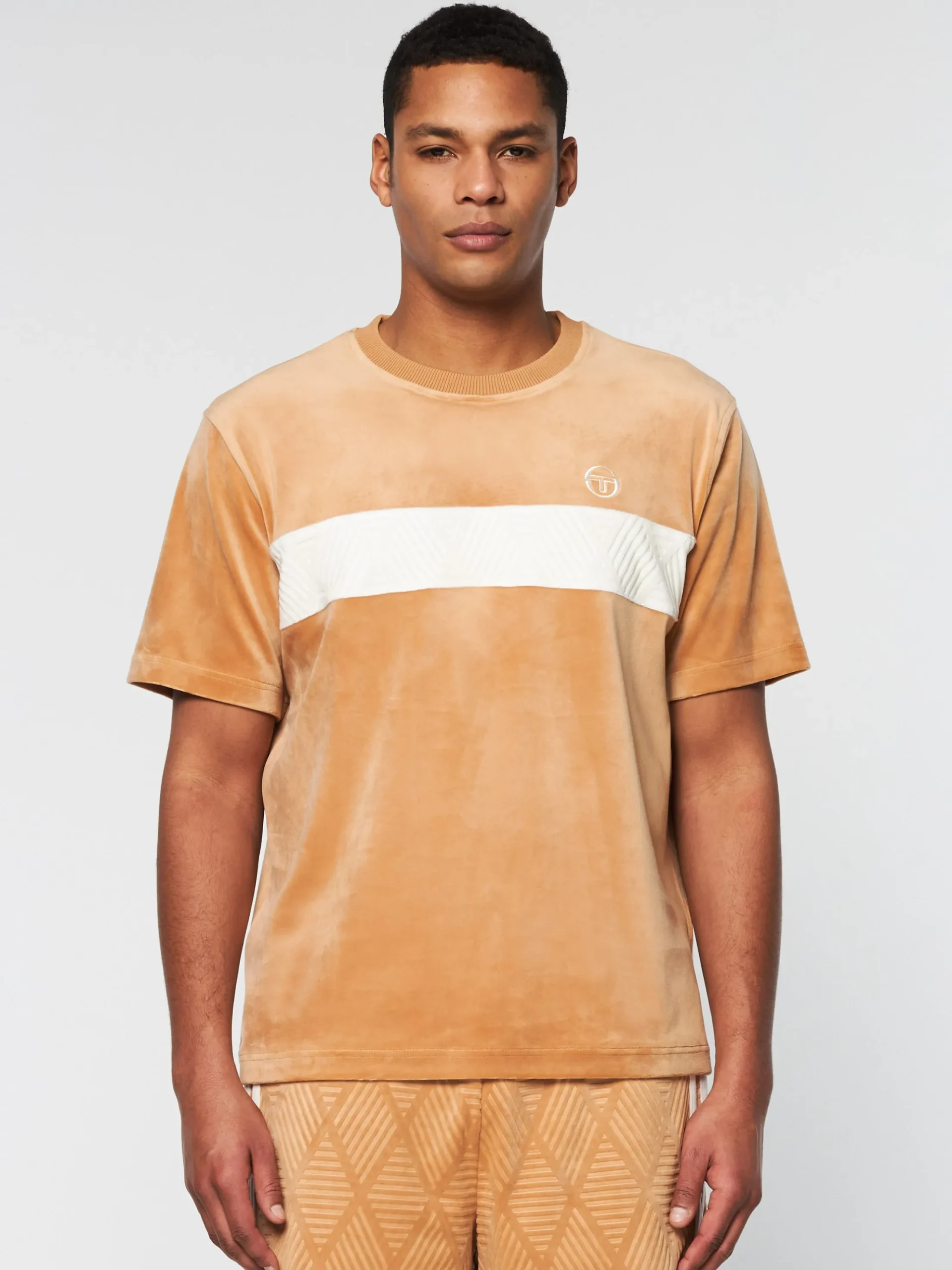 Sergio Tacchini Debossed Damarindo Velour T-Shirt- MEERKAT Sale