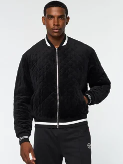 Sergio Tacchini Fasano Quilted Velour Jacket- BLACK BEAUTY Sale