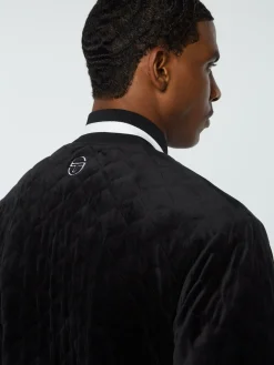 Sergio Tacchini Fasano Quilted Velour Jacket- BLACK BEAUTY Sale