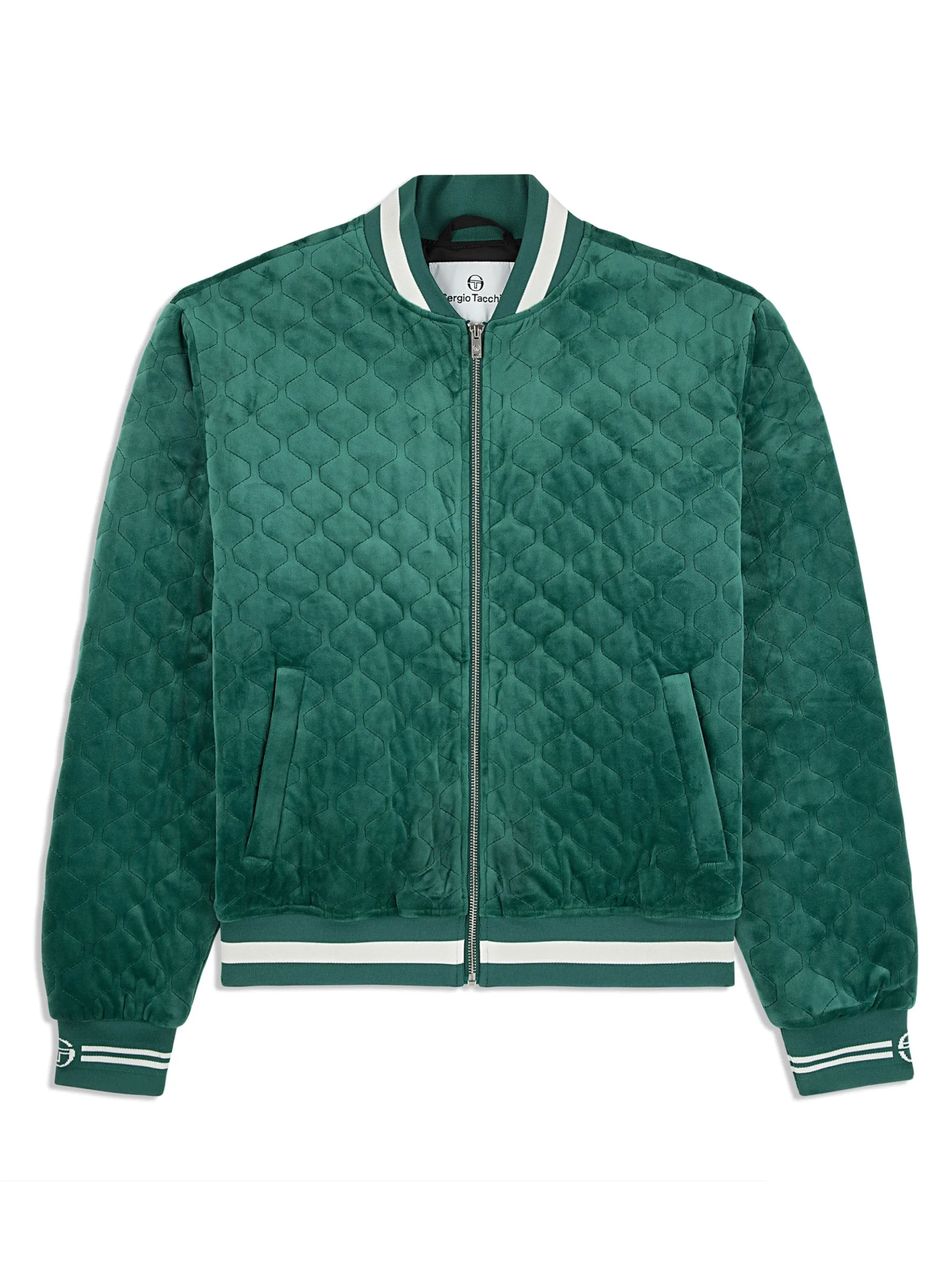 Sergio Tacchini Fasano Quilted Velour Jacket- RAINFOREST Hot