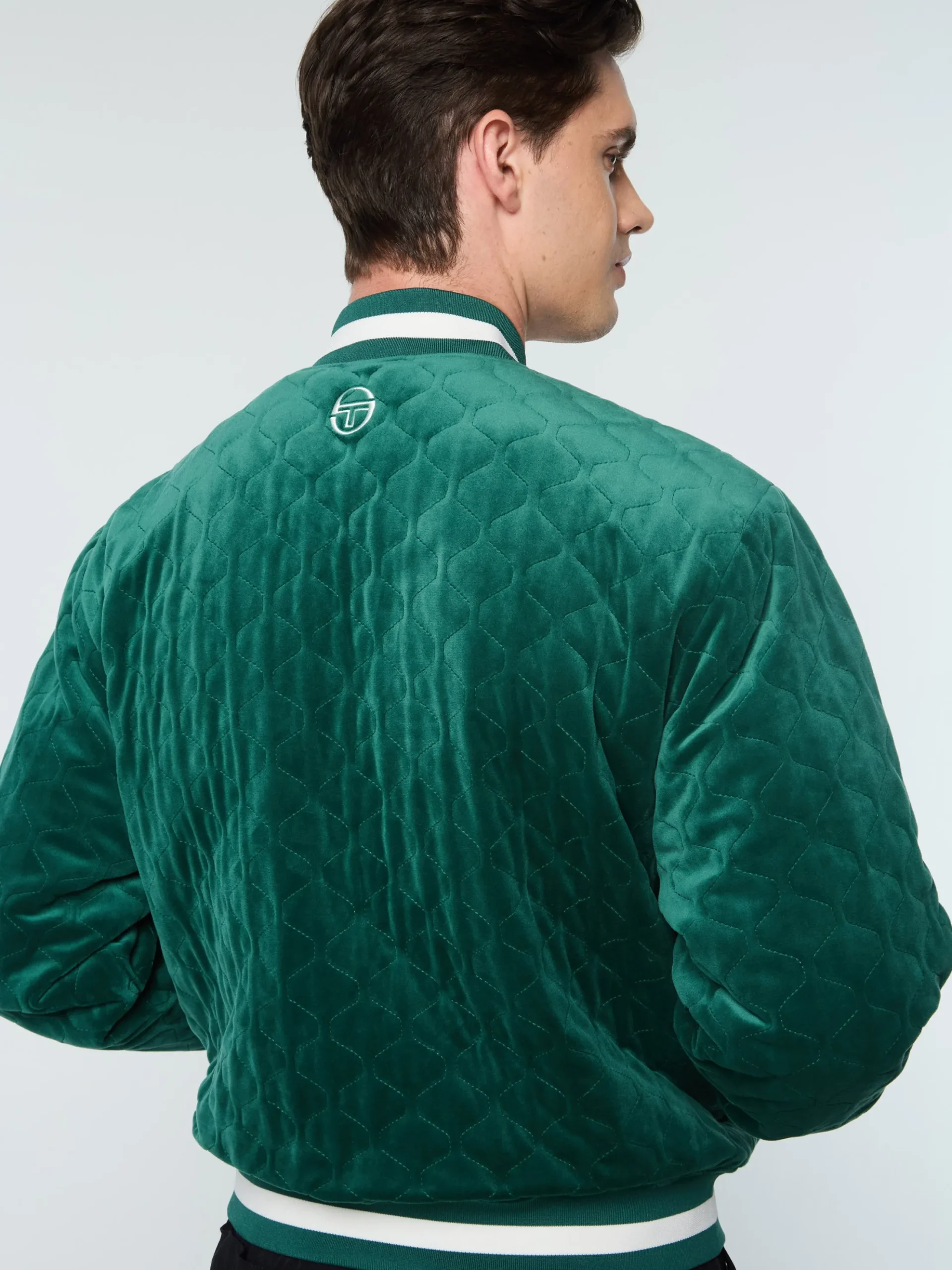 Sergio Tacchini Fasano Quilted Velour Jacket- RAINFOREST Hot