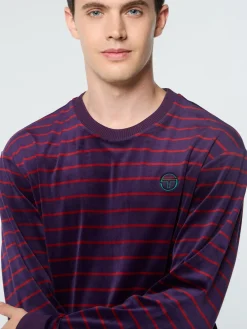 Sergio Tacchini Foggia Velour Crewneck- BLACKBERRY CORDIAL Clearance
