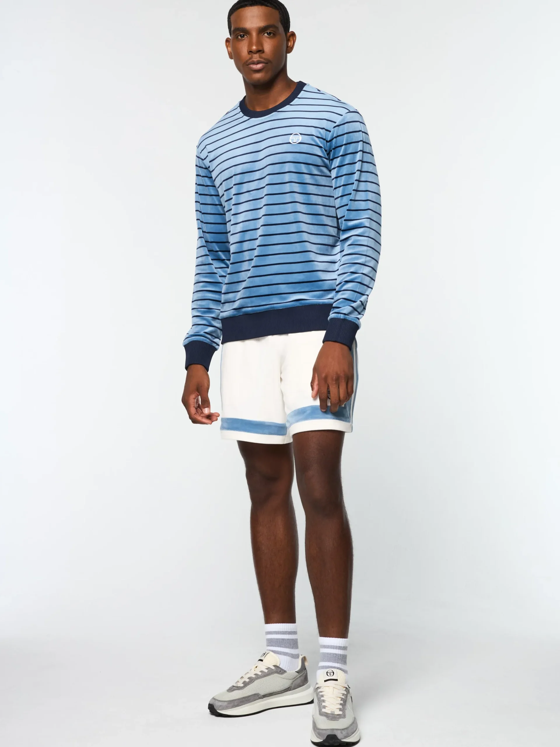 Sergio Tacchini Foggia Velour Crewneck- CORONET BLUE Best