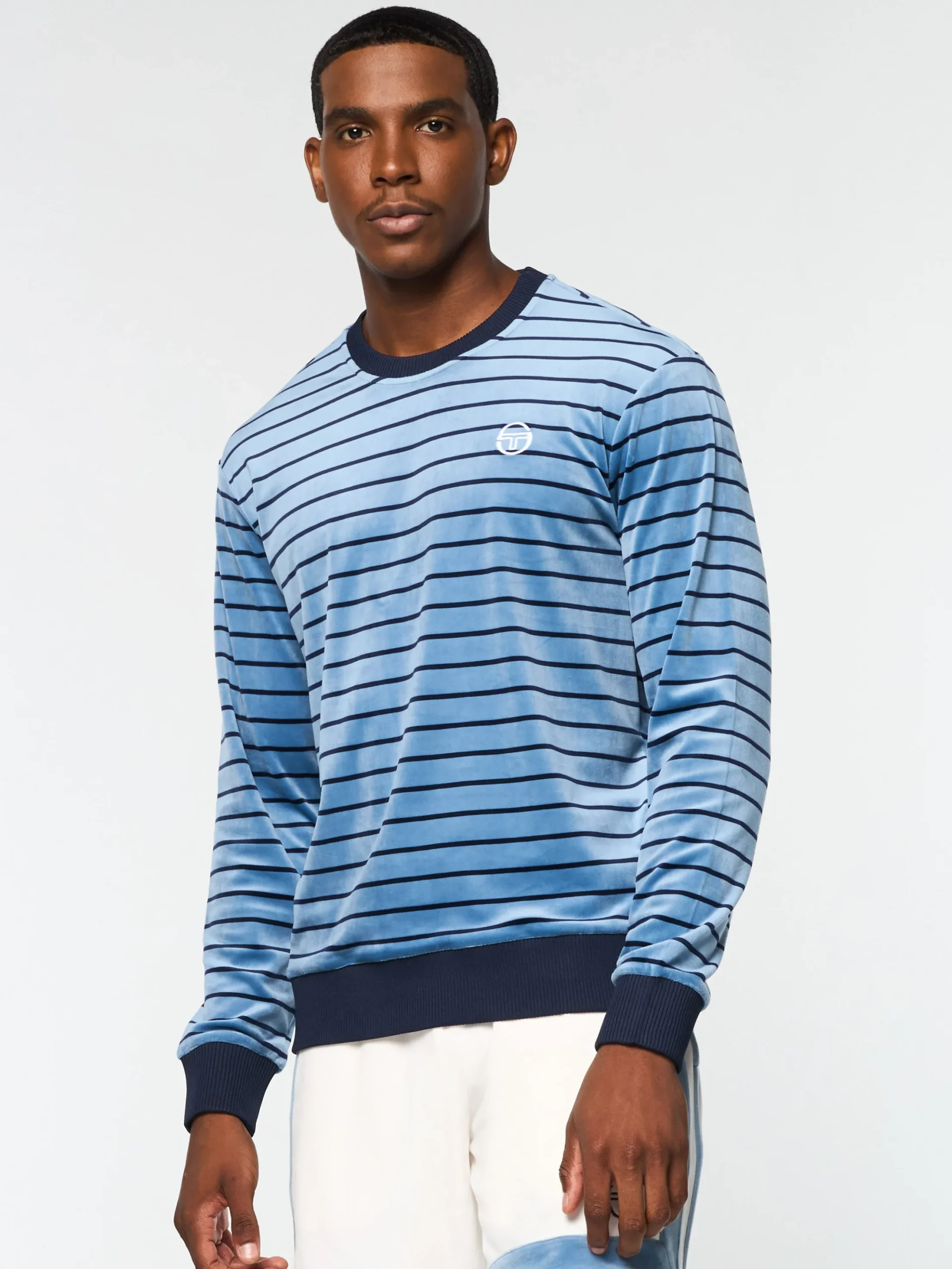 Sergio Tacchini Foggia Velour Crewneck- CORONET BLUE Best