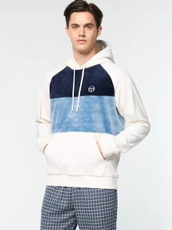 Sergio Tacchini Foggia Velour Debossed Hoodie- GARDENIA Outlet