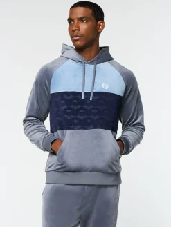 Sergio Tacchini Foggia Velour Debossed Hoodie- GRISAILLE Best