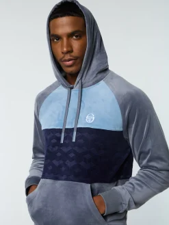 Sergio Tacchini Foggia Velour Debossed Hoodie- GRISAILLE Best