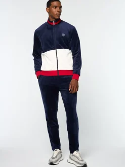Sergio Tacchini Foggia Velour Debossed Track Jacket- MARITIME BLUE Discount