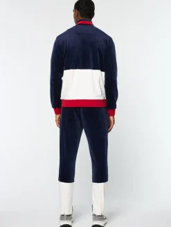 Sergio Tacchini Foggia Velour Debossed Track Jacket- MARITIME BLUE Discount