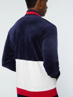 Sergio Tacchini Foggia Velour Debossed Track Jacket- MARITIME BLUE Discount