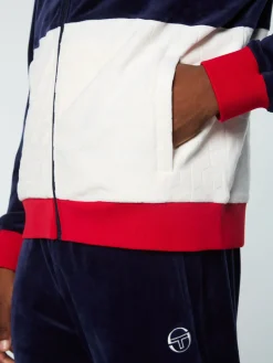 Sergio Tacchini Foggia Velour Debossed Track Jacket- MARITIME BLUE Discount