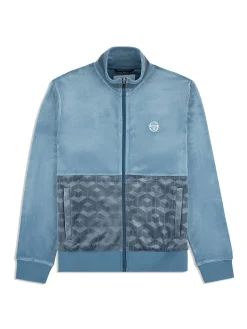 Sergio Tacchini Foggia Velour Debossed Track Jacket- CORONET BLUE Best