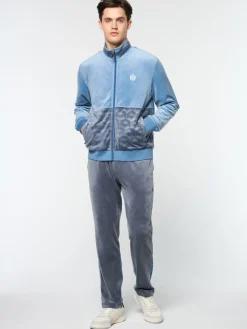 Sergio Tacchini Foggia Velour Debossed Track Jacket- CORONET BLUE Best