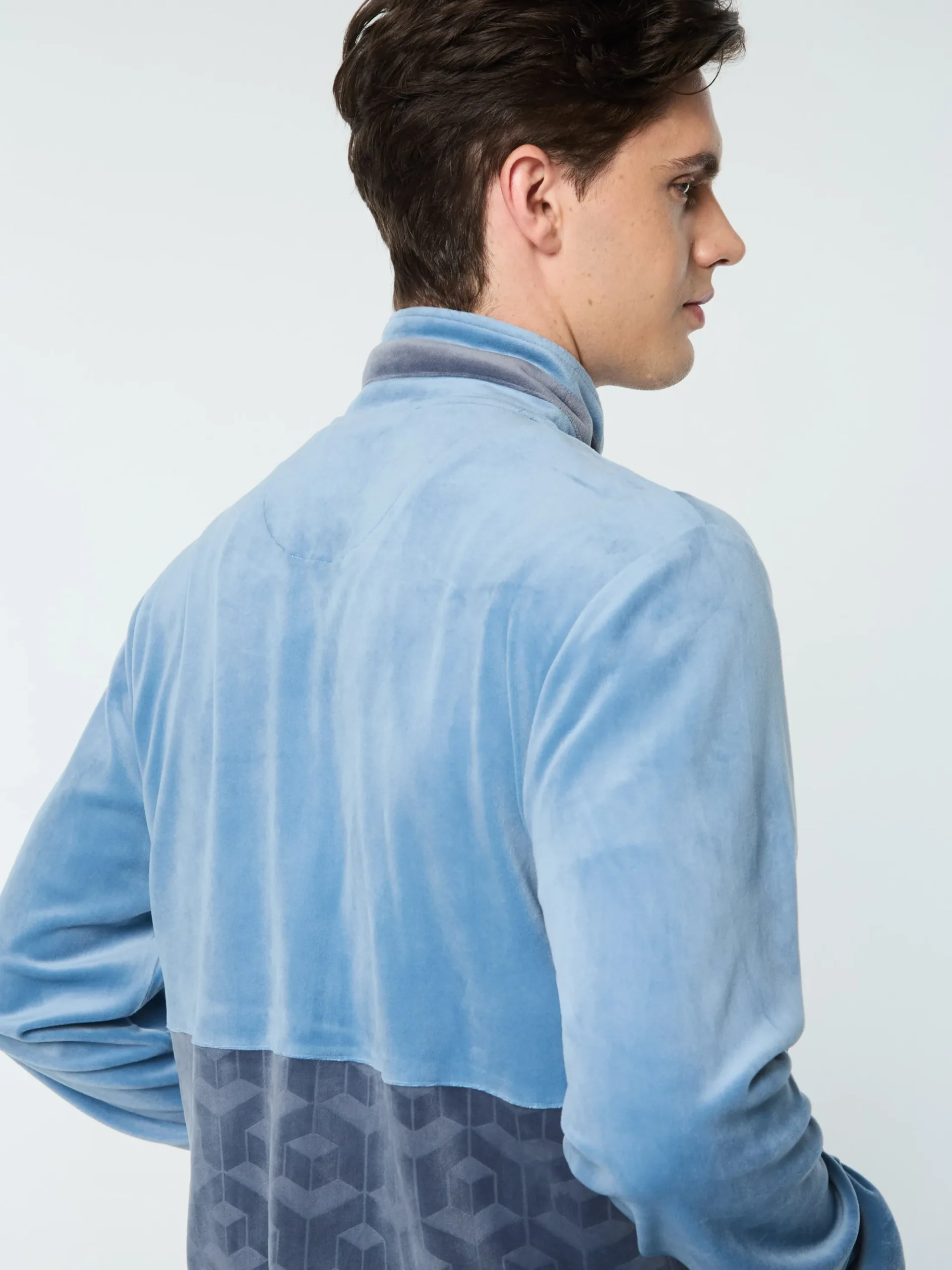 Sergio Tacchini Foggia Velour Debossed Track Jacket- CORONET BLUE Best