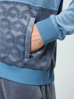 Sergio Tacchini Foggia Velour Debossed Track Jacket- CORONET BLUE Best