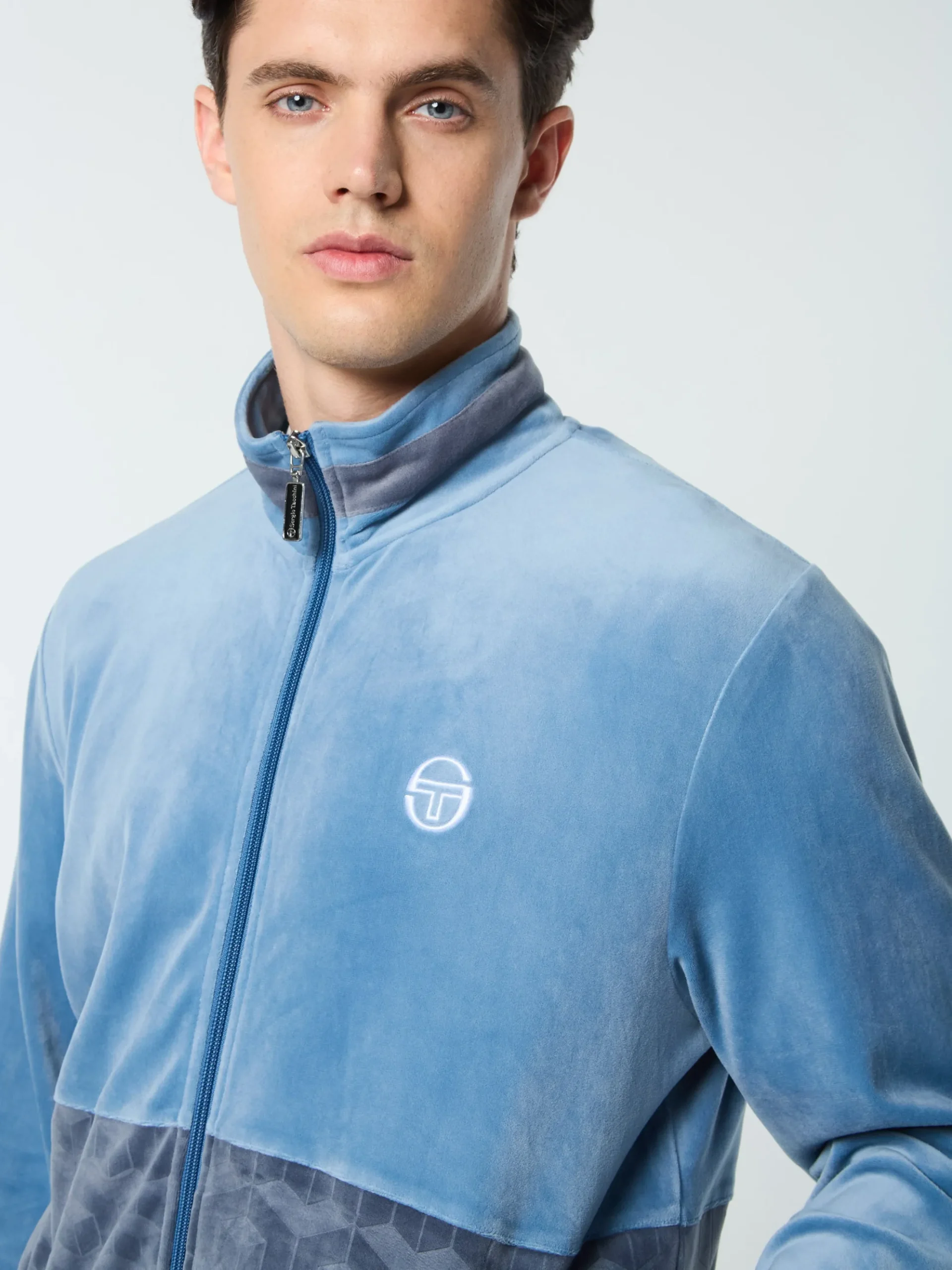 Sergio Tacchini Foggia Velour Debossed Track Jacket- CORONET BLUE Best
