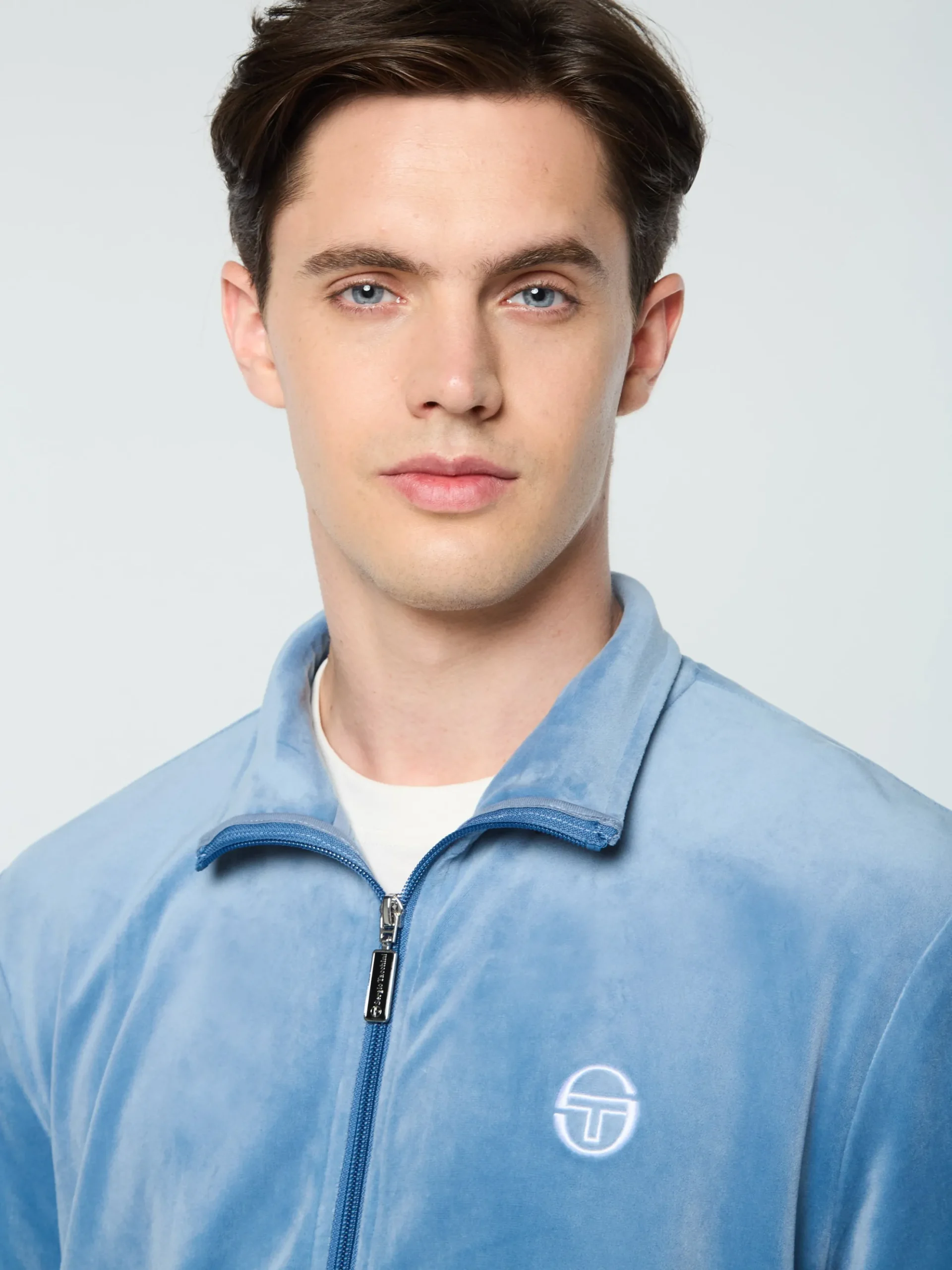Sergio Tacchini Foggia Velour Debossed Track Jacket- CORONET BLUE Best