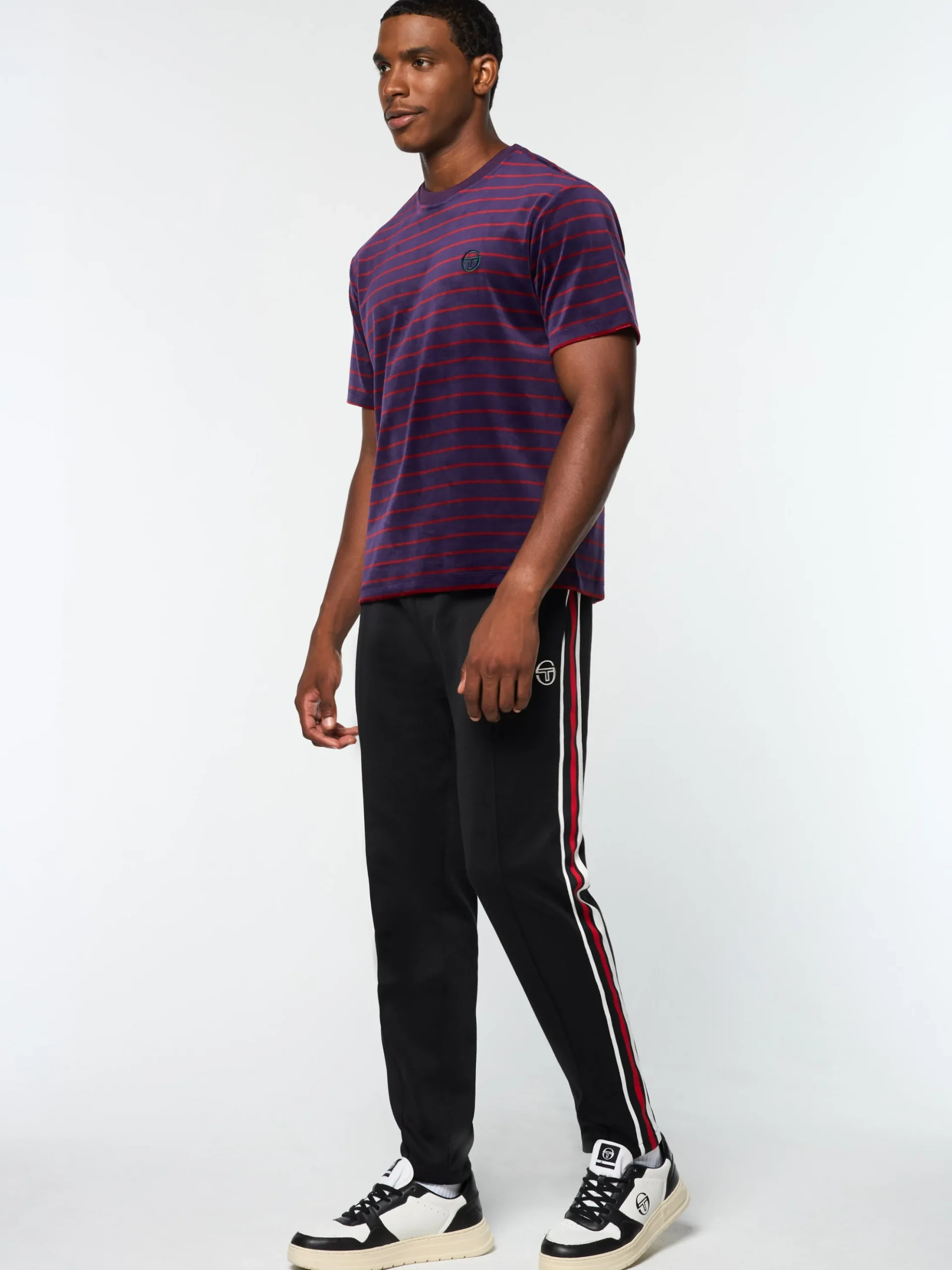 Sergio Tacchini Foggia Velour T-Shirt- BLACKBERRY CORDIAL Clearance