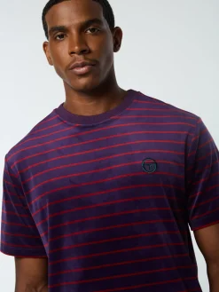 Sergio Tacchini Foggia Velour T-Shirt- BLACKBERRY CORDIAL Clearance