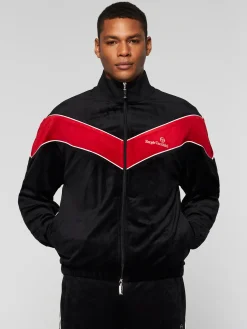 Sergio Tacchini Gallone Velour Track Jacket- BLACK BEAUTY Outlet