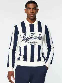 Sergio Tacchini Gioco Jacquard Long Sleeve Polo- GARDENIA Hot