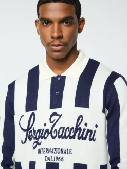 Sergio Tacchini Gioco Jacquard Long Sleeve Polo- GARDENIA Hot
