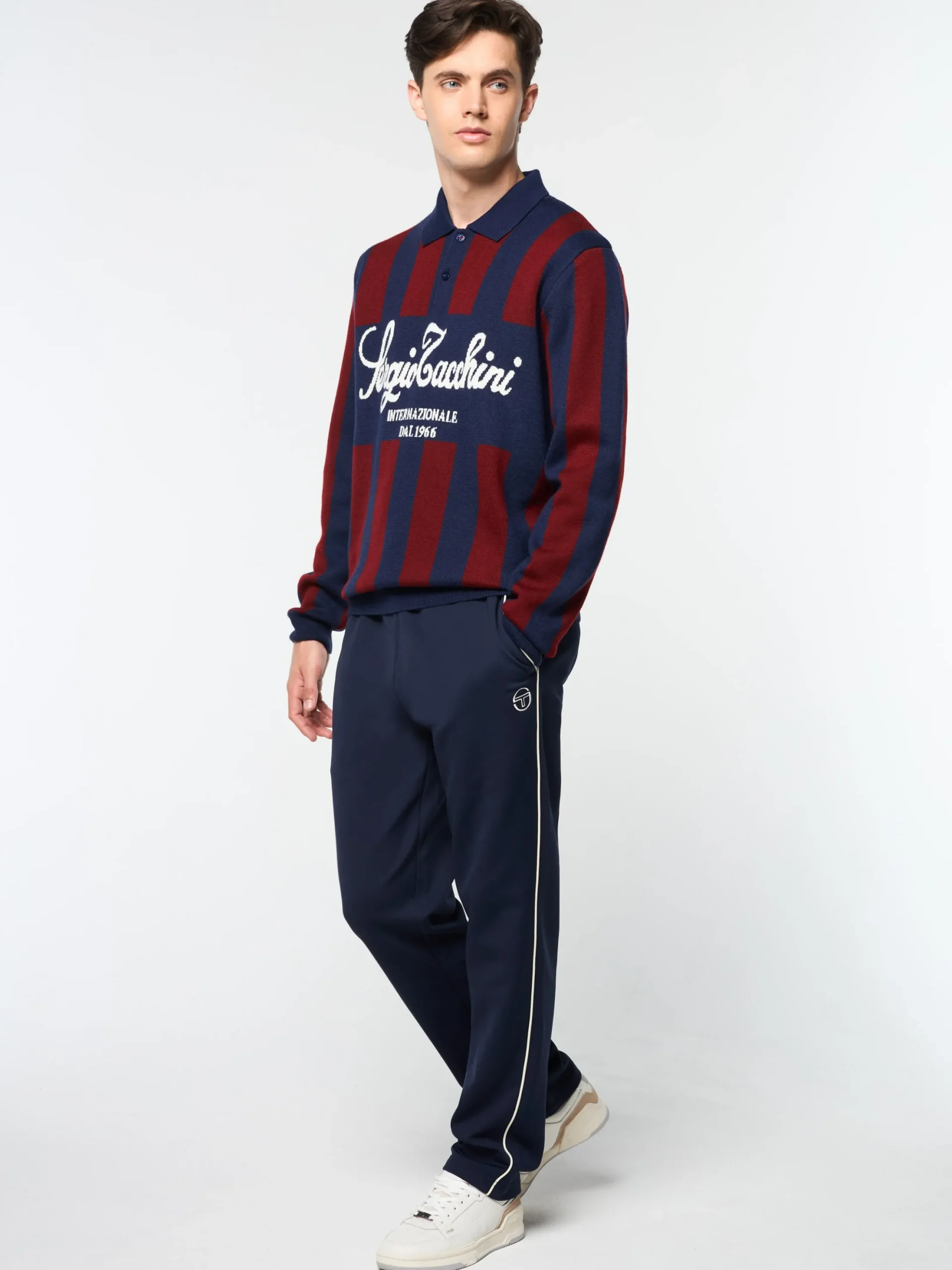 Sergio Tacchini Gioco Jacquard Long Sleeve Polo- MARITIME BLUE Discount