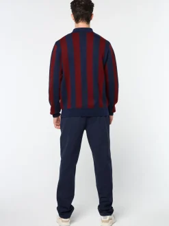 Sergio Tacchini Gioco Jacquard Long Sleeve Polo- MARITIME BLUE Discount