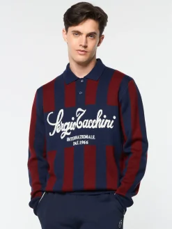 Sergio Tacchini Gioco Jacquard Long Sleeve Polo- MARITIME BLUE Discount