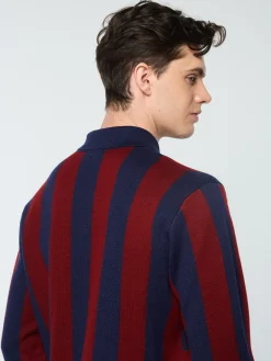 Sergio Tacchini Gioco Jacquard Long Sleeve Polo- MARITIME BLUE Discount