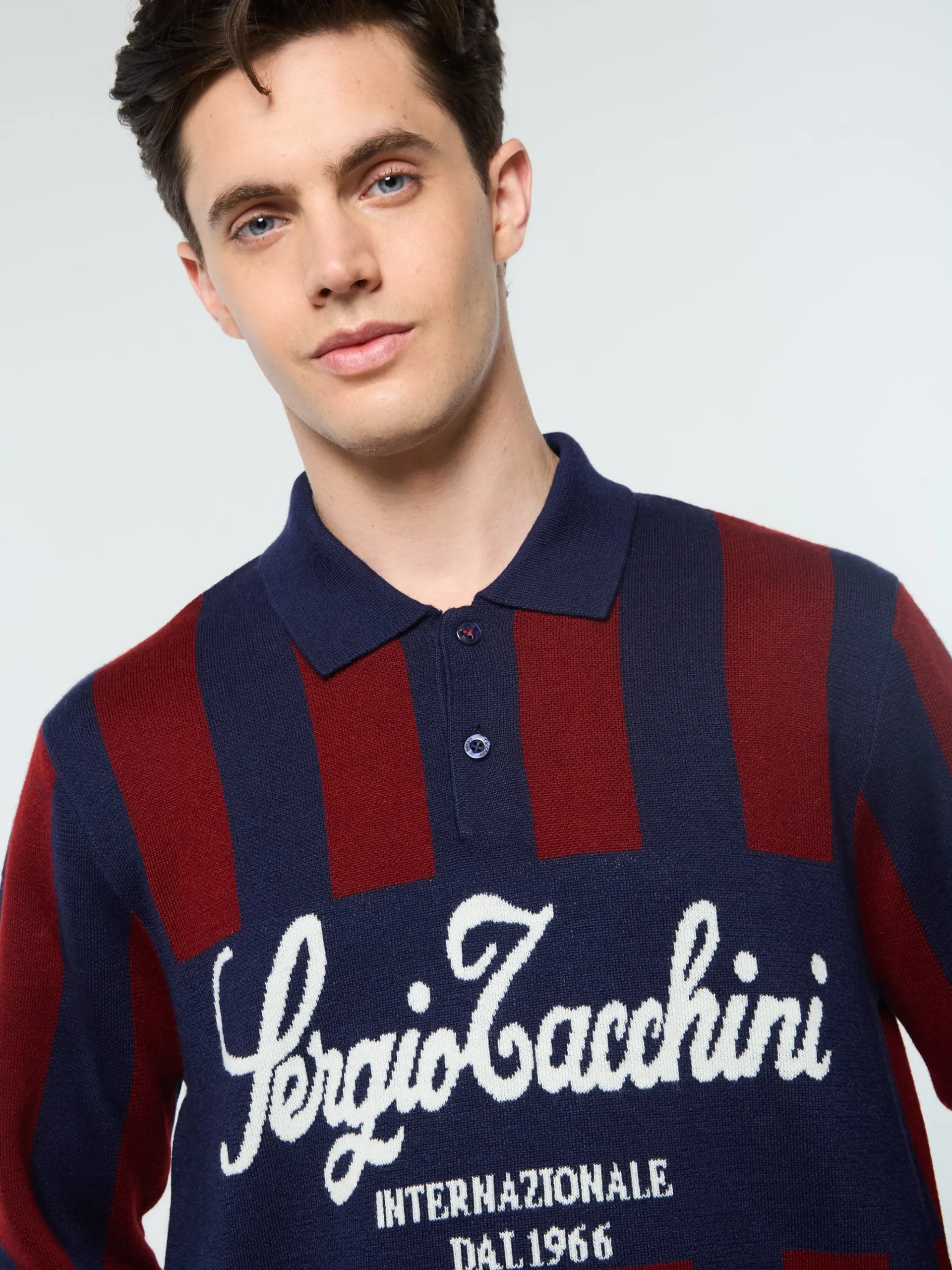 Sergio Tacchini Gioco Jacquard Long Sleeve Polo- MARITIME BLUE Discount