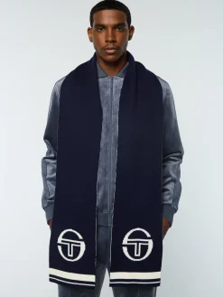 Sergio Tacchini La Faccia Jacquard Scarf- MARITIME BLUE Sale