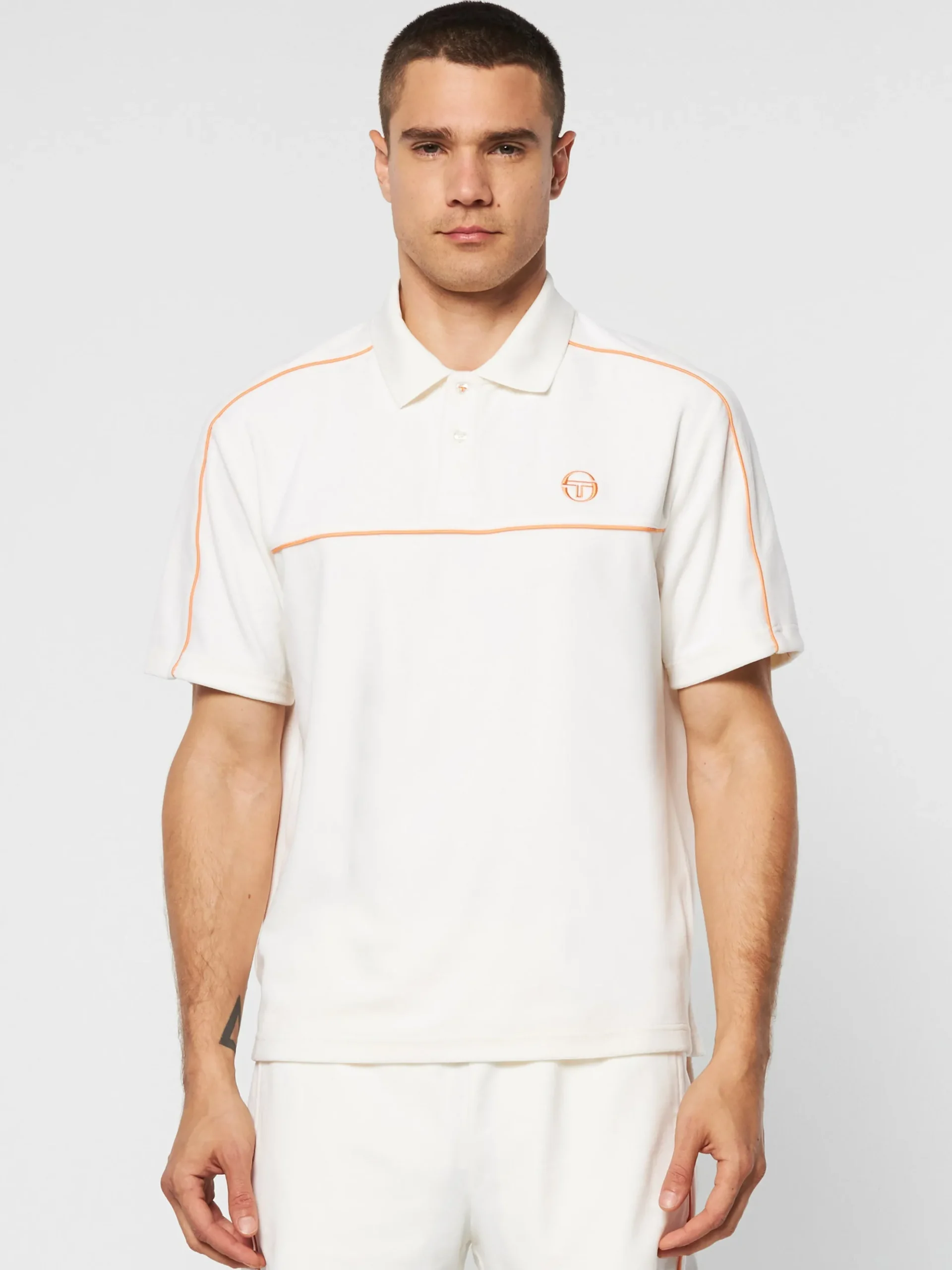 Sergio Tacchini Lioni Velour Polo Archivio- GARDENIA Clearance