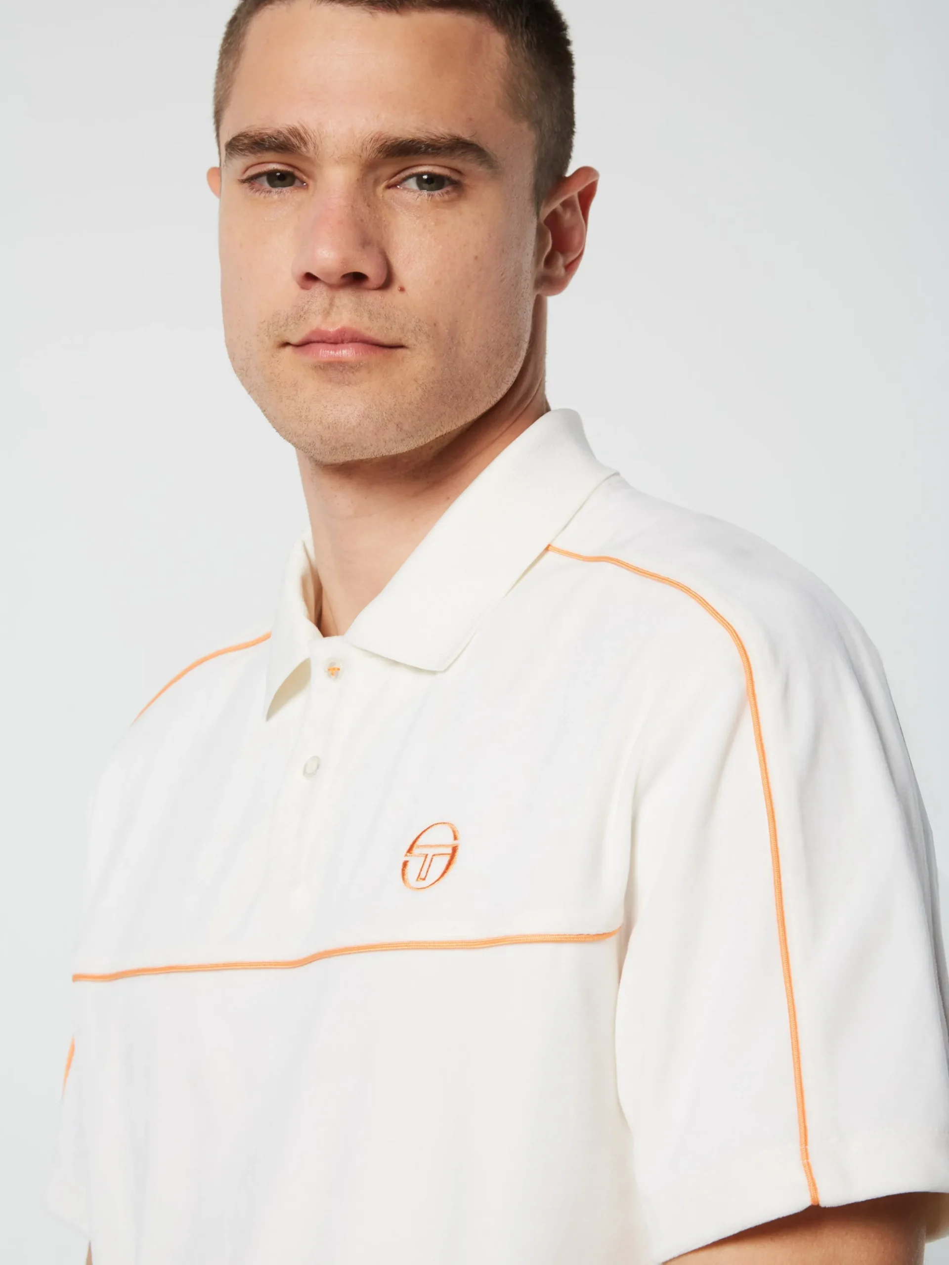 Sergio Tacchini Lioni Velour Polo Archivio- GARDENIA Clearance