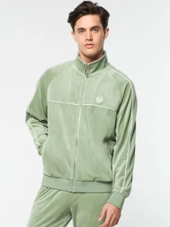 Sergio Tacchini Lioni Velour Track Jacket- HEDGE GREEN Fashion