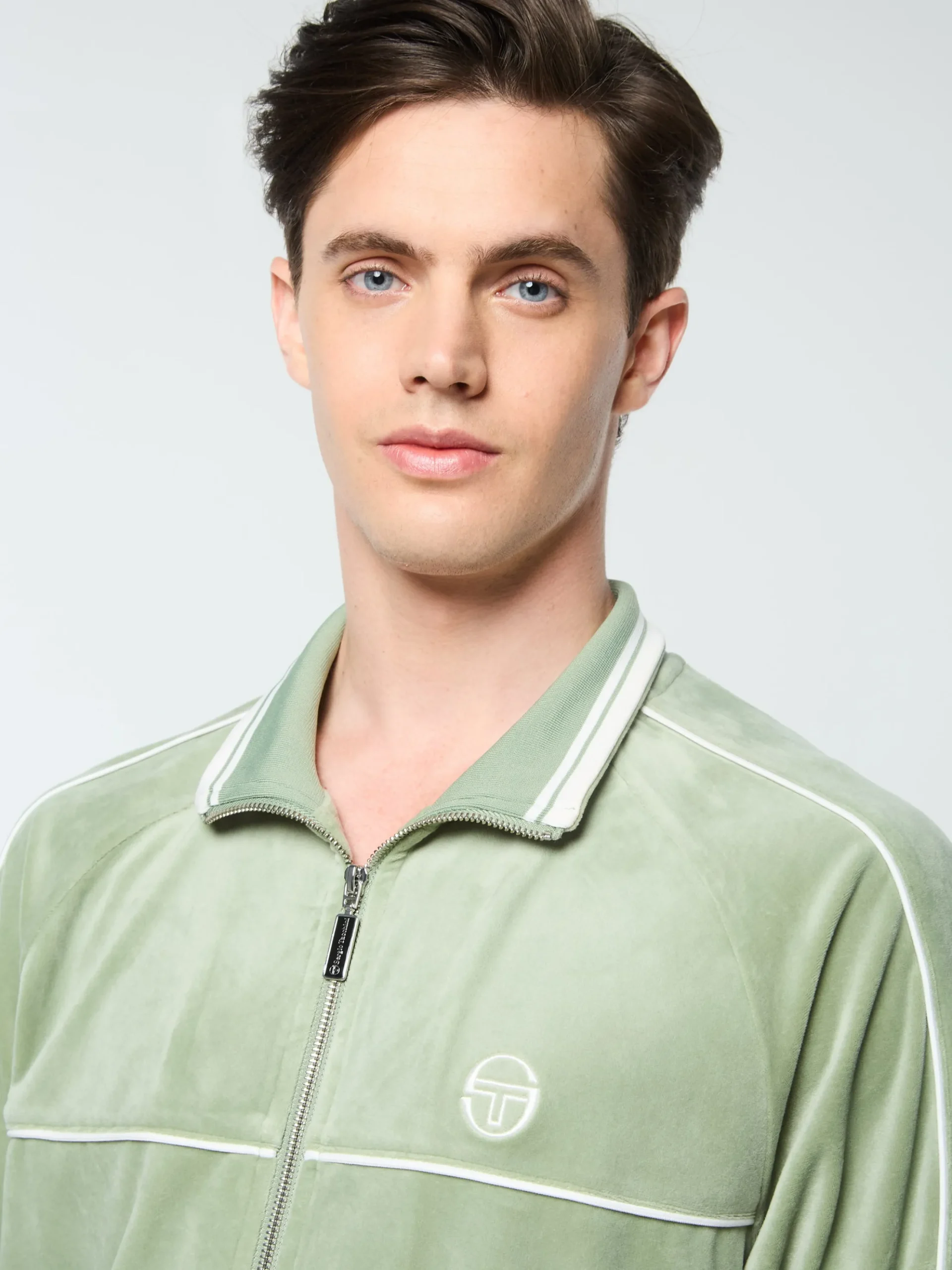 Sergio Tacchini Lioni Velour Track Jacket- HEDGE GREEN Fashion