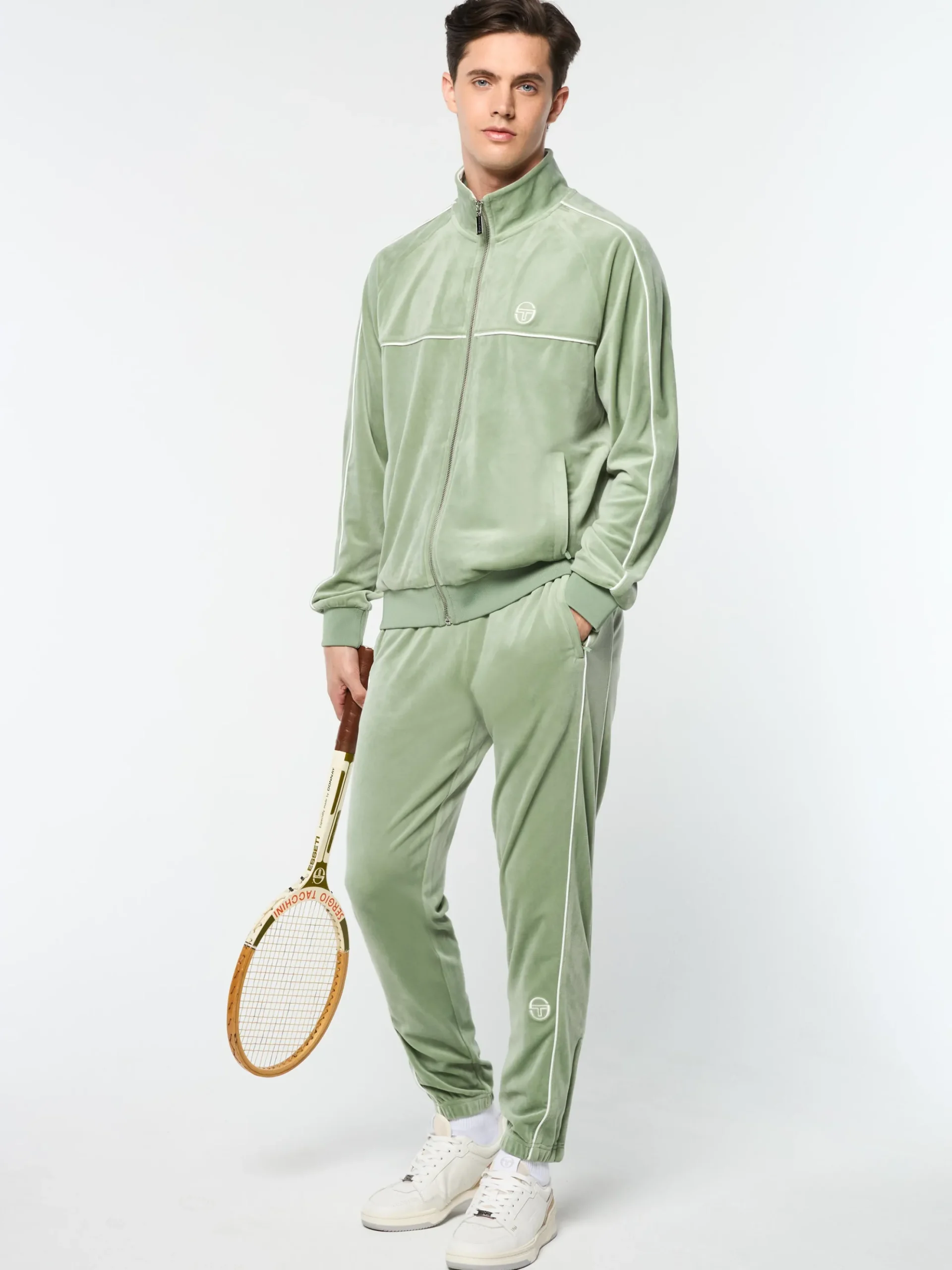 Sergio Tacchini Lioni Velour Track Jacket- HEDGE GREEN Fashion