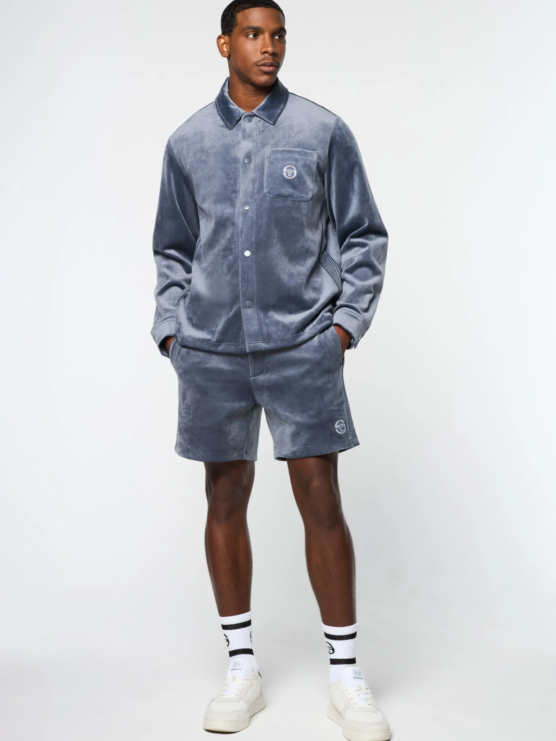 Sergio Tacchini Maglia Velour Overshirt- GRISAILLE Fashion