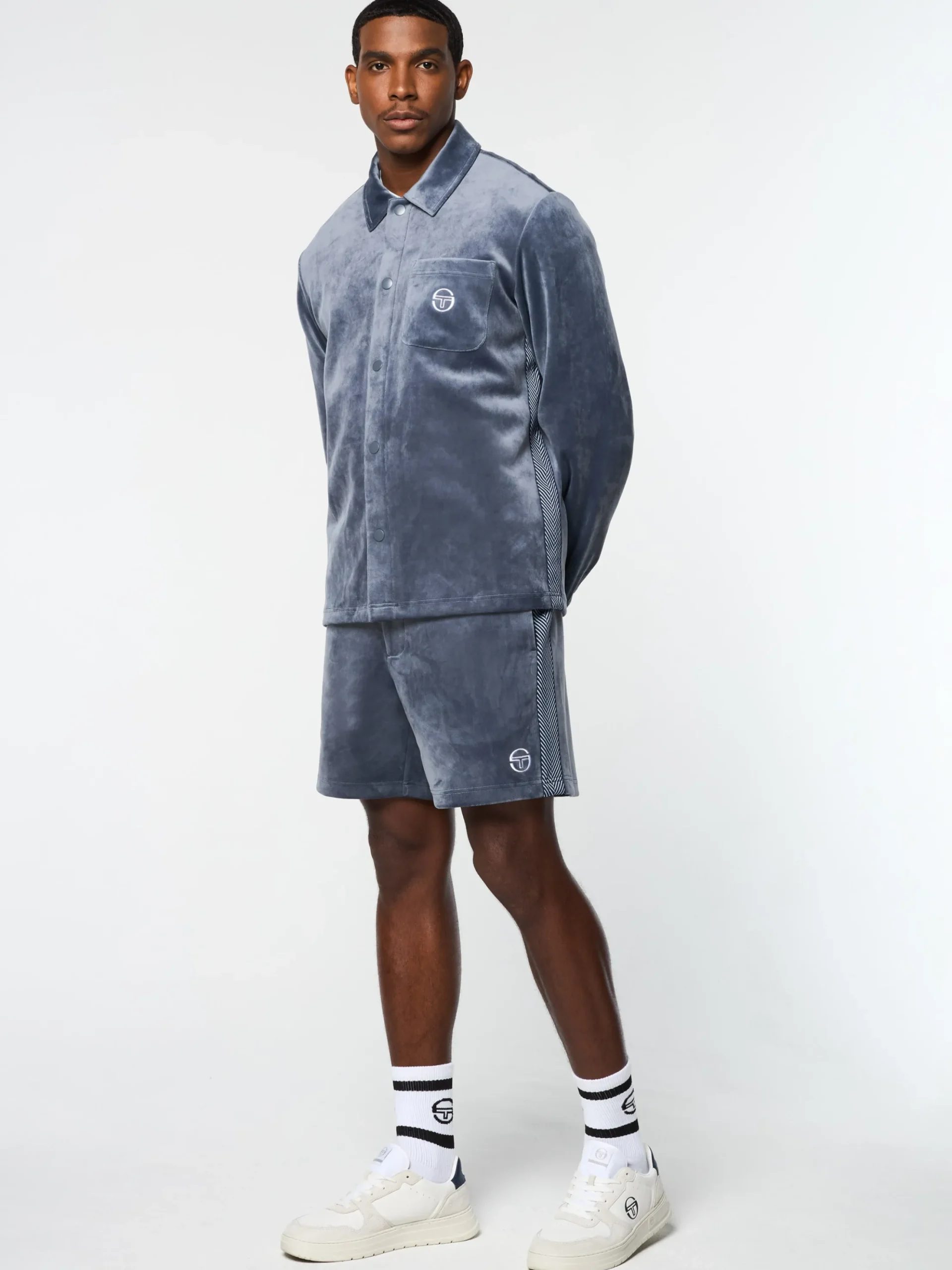 Sergio Tacchini Maglia Velour Overshirt- GRISAILLE Fashion