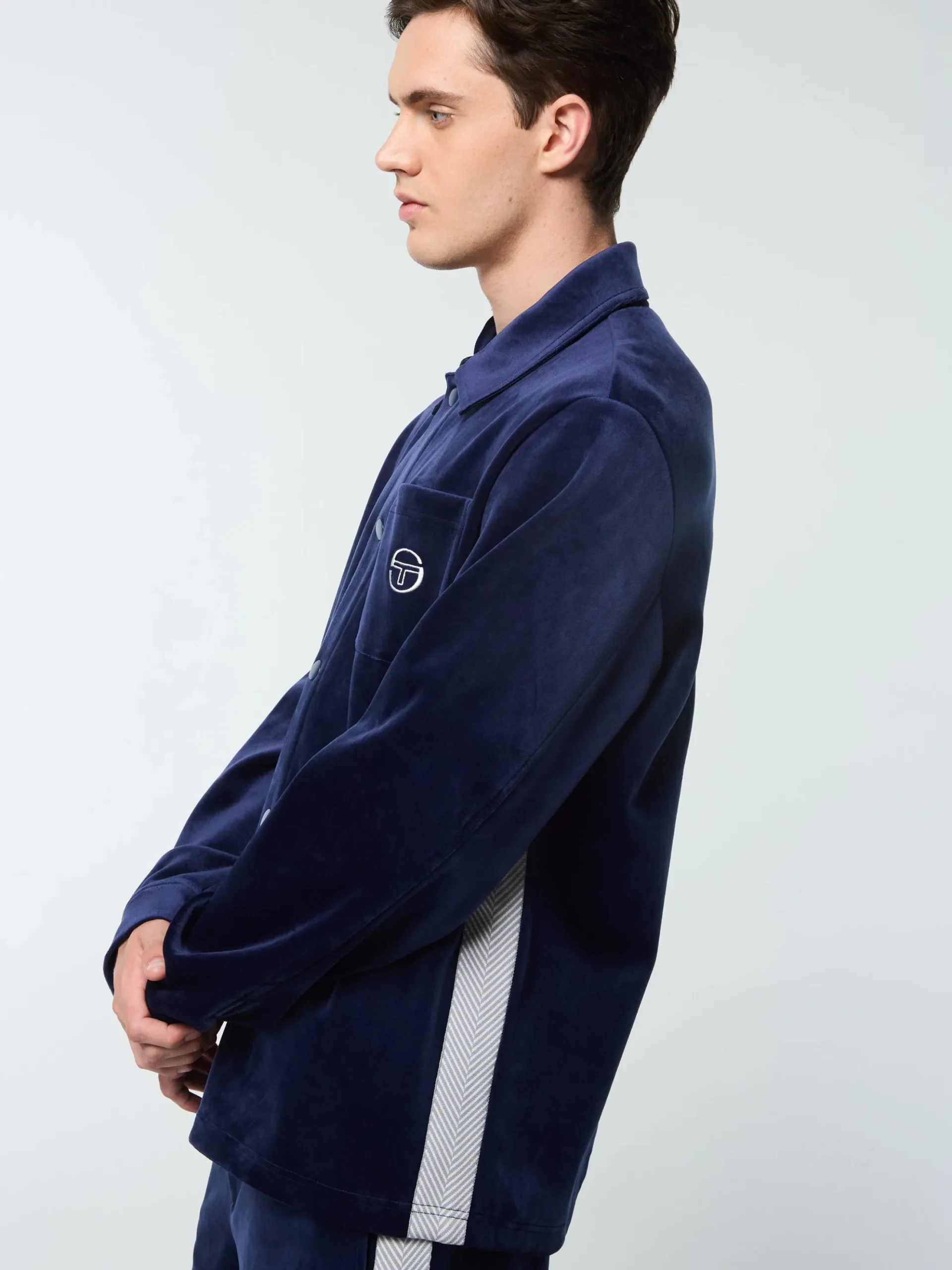 Sergio Tacchini Maglia Velour Overshirt- MARITIME BLUE New